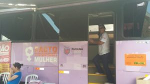 Ônibus itinerante, destinado exclusivamente ao atendimento de mulheres vítimas de violência.