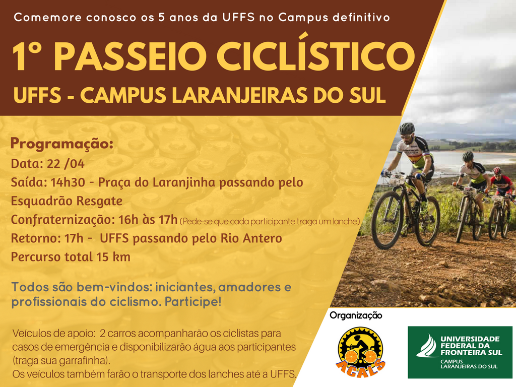 UFFS Campus Laranjeiras do Sul promove 1º passeio ciclístico