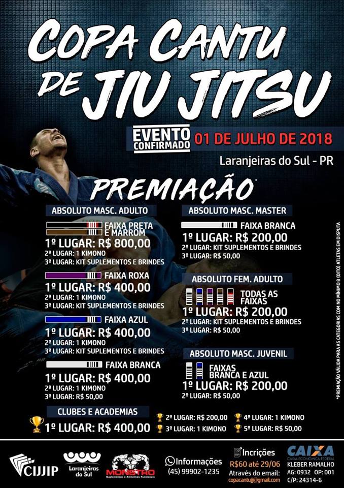 Laranjeiras recebe neste domingo, a III Copa Cantu de Jiu-Jitsu