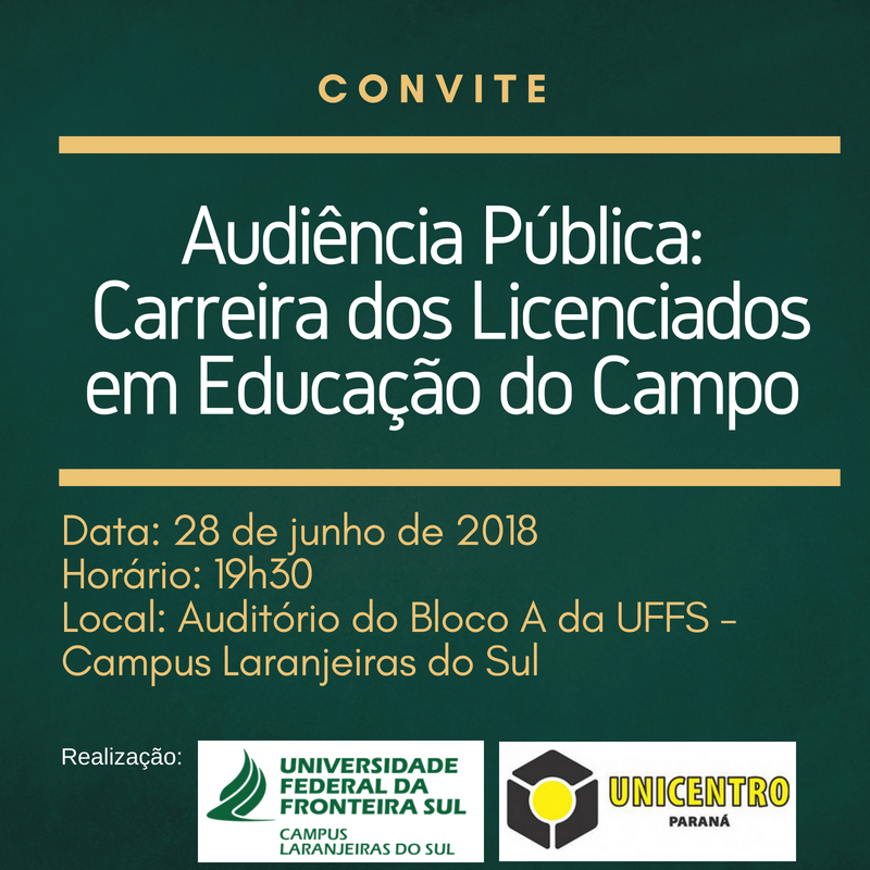 Carreira dos licenciados em Educação do Campo será debatida em Audiência Pública em Laranjeiras do Sul