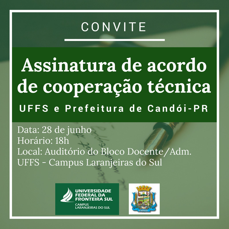 Gestores da UFFS-Laranjeiras e Município de Candói assinam termo de cooperação técnica para curso de extensão