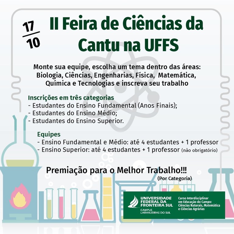 UFFS Campus Laranjeiras do Sul divulga chamadas públicas para apoio a eventos